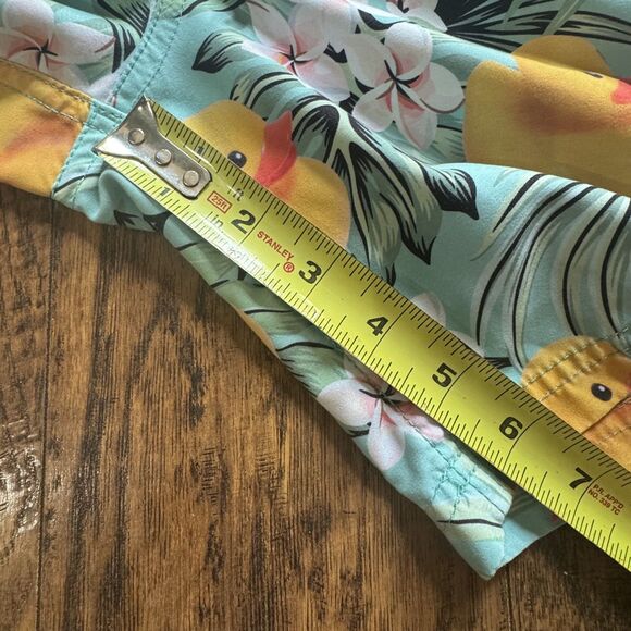 Neff Board Shorts Swim Trunks Mens Small Surf Aqua Drawstring Yellow Ducky - Picture 2 of 8